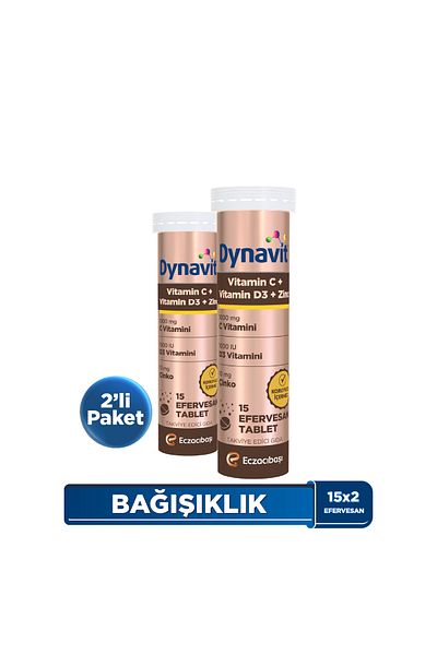 Dynavit Vitamin C-D and Zinc 15 Effervescent Tablets - 2-Pack Advantage