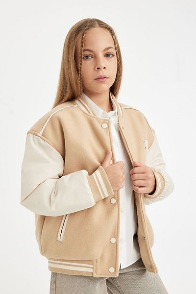DeFacto Κολλεγιακό πέτο Bomber Coat Jacket για κορίτσια με διπλή τσέπη και κλείσιμο με κουμπωτά - C5409A824AU