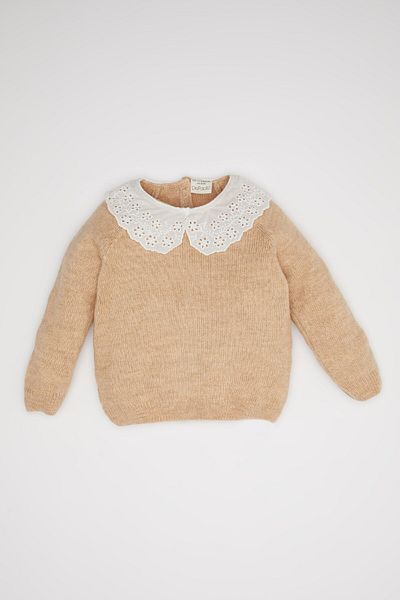 DeFacto Baby Girl Large Lace Collar Knitwear Sweater C8289A524Wn