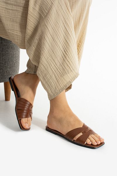Moda Devrin Tan Women's Slippers Home and Outdoor Slippers