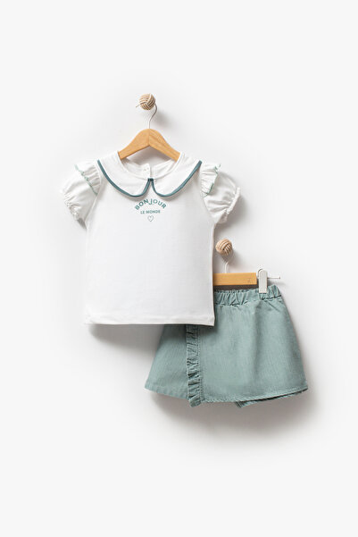 Jikko Baby Baby Girl Denim Shorts Skirt 2 Piece Set 3606