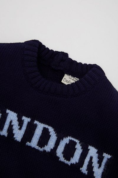 DeFacto Baby Boy Navy Blue Printed Knitwear Sweater C8867A524Wn