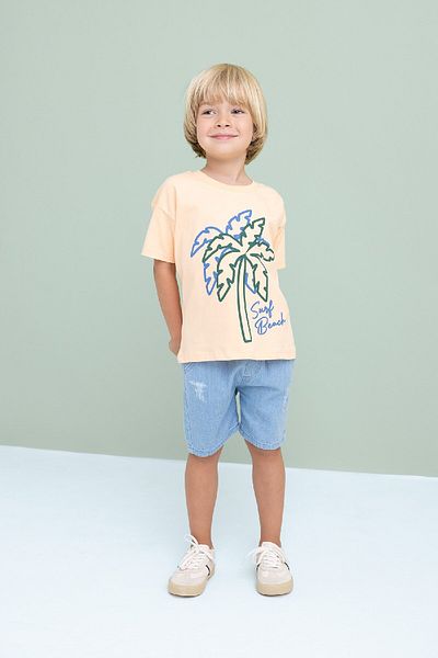 DeFacto Baby Boy - Crew Neck Palm Printed T-Shirt C9188A524Sm