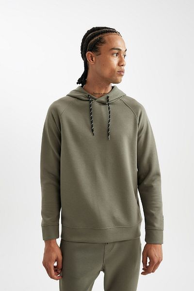 DeFacto Αθλητικό φούτερ Skuba Diver με κουκούλα Khaki Fit - C0482ax24au