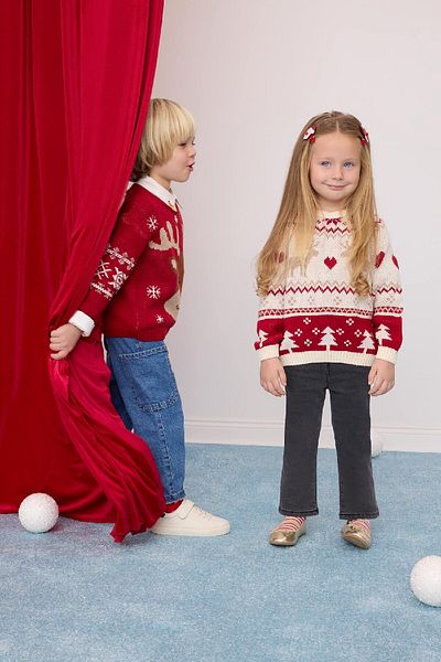 DeFacto Baby Girl Crew Neck Christmas Themed Knitwear Sweater C8437A524Wn