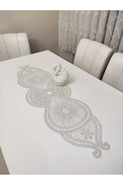 Çt Çeyizci Tekstil French Lace Detailed Single Runner, Table Top Runner, Tablecloth Runner