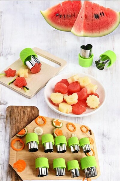 morponi 9Pcs Fruit Shaped Steel Stainless Cutter for Kids Sandwich and Cookie Modeler