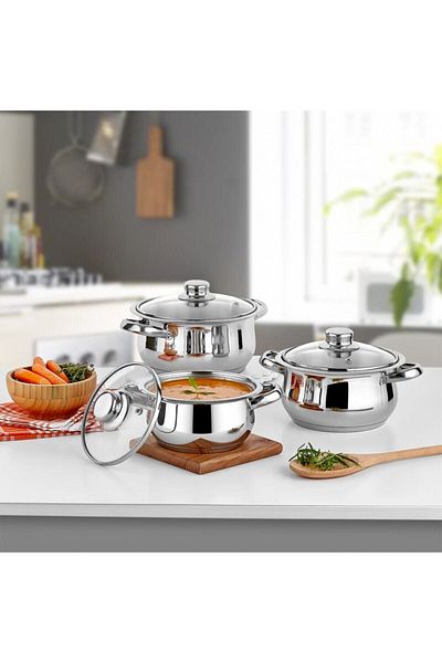 gülsan Çakır 3-Piece Mini Cookware Set with Glass Lid