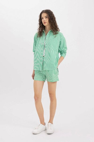 DeFacto Popeline-Shorts mit hoher Taille und kurzem Bein C9303AX24SM