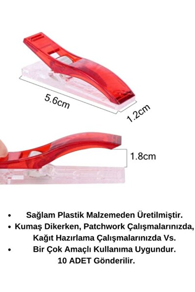 dm dikişmarket Dikiş Nakış Kumaş Kağıt Maşası Plastik Klips Tutucu Mandal Büyük Boy 10ADET