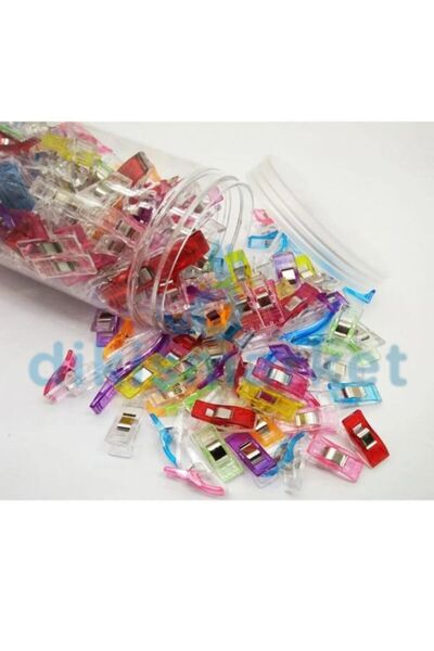 dm dikişmarket Dikiş Nakış Kumaş Kağıt Maşası Plastik Klips Tutucu Mandal 100 Ad