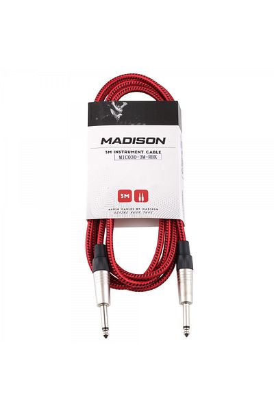Madison 3 Meters Red Black Striped Braided Guitar Cable