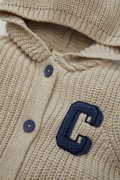 DeFacto Baby Boy Knitwear Hooded Letter Embroidered Buttoned Cardigan C8863A524Au