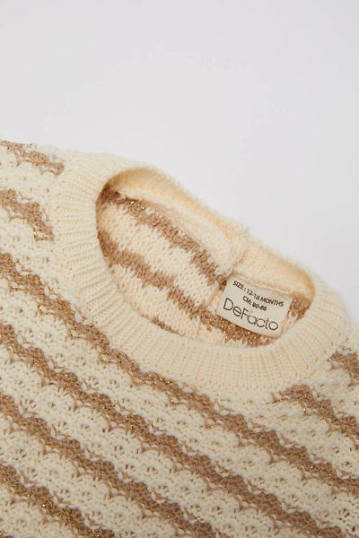 DeFacto Baby Girl Crew Neck Striped Knitwear Sweater C8273A524Wn