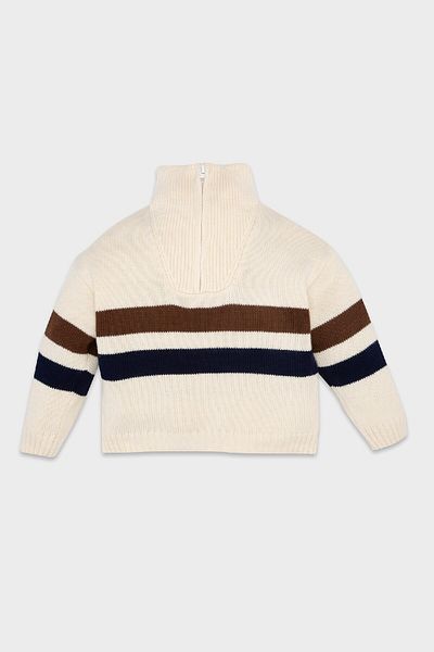 DeFacto Baby Boy Stand Collar Zippered Striped Knitwear Sweater C8881A524Wn