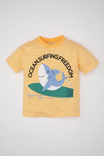 DeFacto Baby Boy - Crew Neck and Shark Printed Short Sleeve T-Shirt C9363A524Sm