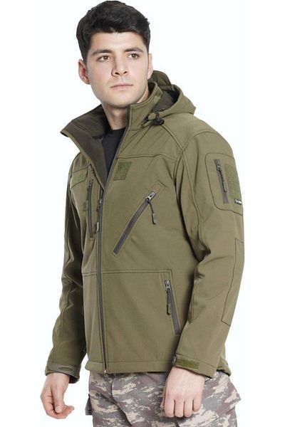 SINGLE SWORD Ss Military Tactical Softshell Παλτό Χακί με επένδυση Fleece