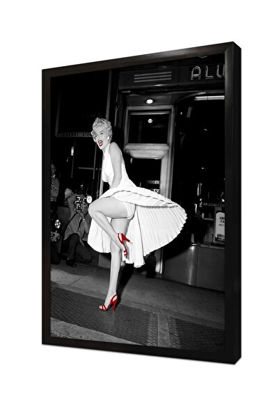 Tablosan Uçuşan Beyaz Elbiseli Marilyn Monroe Çerçeveli Mdf Tablo