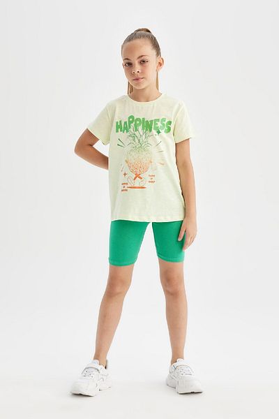 DeFacto Bedrucktes Kurzärmeliges T-Shirt für Mädchen – Rundhalsausschnitt D0868A824HS