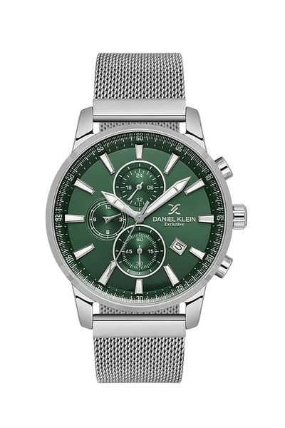Daniel Klein Dke.1.10798-4 Green Dial Steel Case Silver Cord 3 Atm Men's Battery Operated Wristwatch