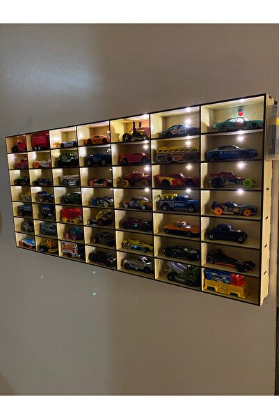 Home Işıklı Oyuncak Araba Garajı Duvara Monte Oyuncak Işıklı Araba Rafı Akçaağaç