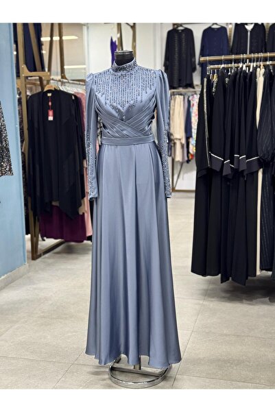 Butik TAŞ DETAYLI SATEN ABİYE