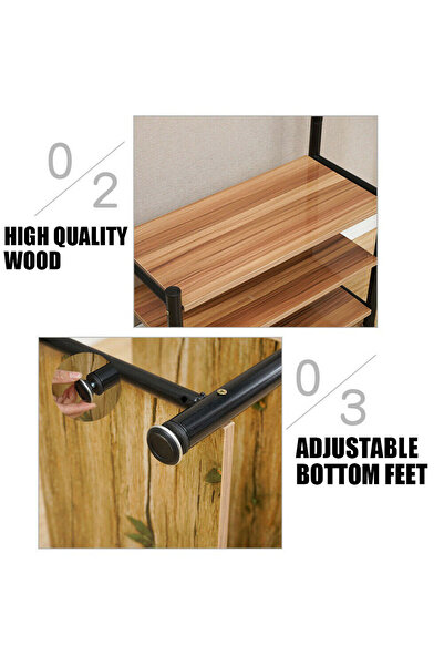 Generic Metal Clothes Hanger Organizer and Clothes Rack with Hooks and 3 Shoe Racks | White 190x66x30 cm