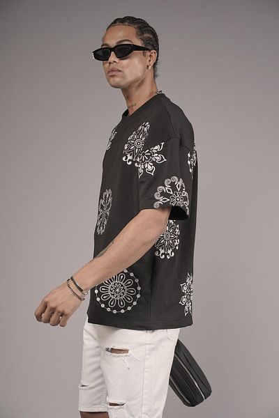 king brich Μπλουζάκι Unisex Oversize Fit με λεπτομέρεια κεντήματος