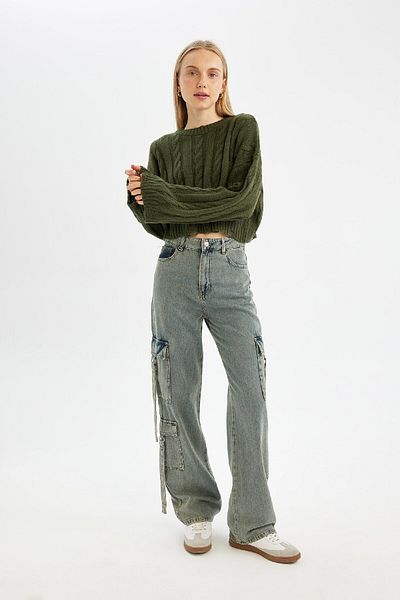 DeFacto Regular Fit Crew Neck Hair Braided Knitwear Sweater A8151Ax24Wn