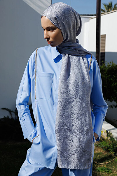 Mooncorn شال سولير بنمط شاين لاين رمادي-رمادي