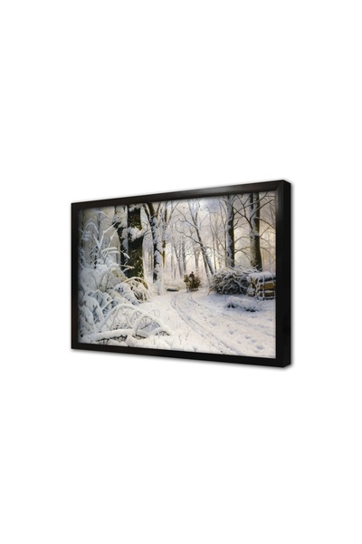 Tablosan Πίνακας MDF με κορνίζα με σκηνικό χιονόπτωση και ιπποβασιλιάριο