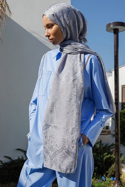 Mooncorn Soler Pattern Shine Line Shawl Gray-Grey