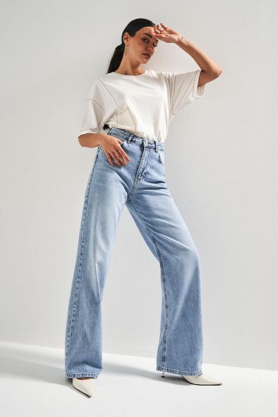its basic Blugi din denim de 80 cm, din țesătură elastică din viscoză, culoare gheață