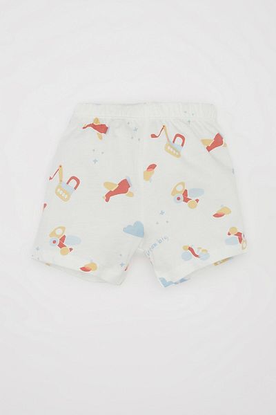 DeFacto Baby Boy Pajama Set - Printed, Combed Cotton, Short Sleeve, Top Waist Elastic Shorts C9749A524Hs