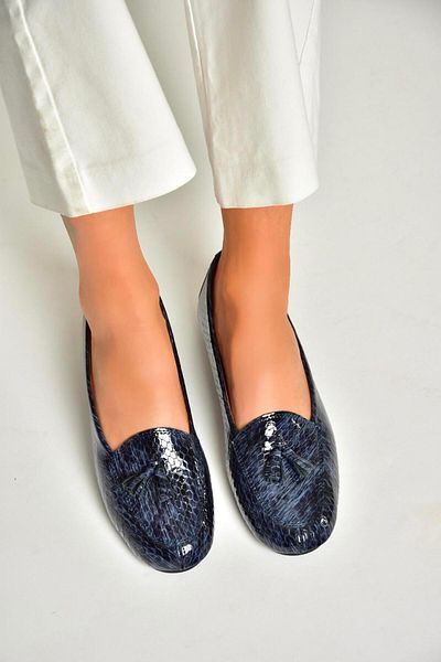 Fox Shoes R 667001203   Balerini din piele naturală cu imprimeu bleumarin