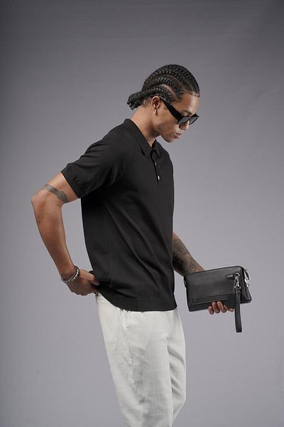 king brich Ανδρικό πλεκτό μπλουζάκι Polo Neck Raglan Sleeve