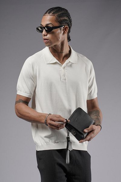 king brich Ανδρικό πλεκτό μπλουζάκι Polo Neck Raglan Sleeve