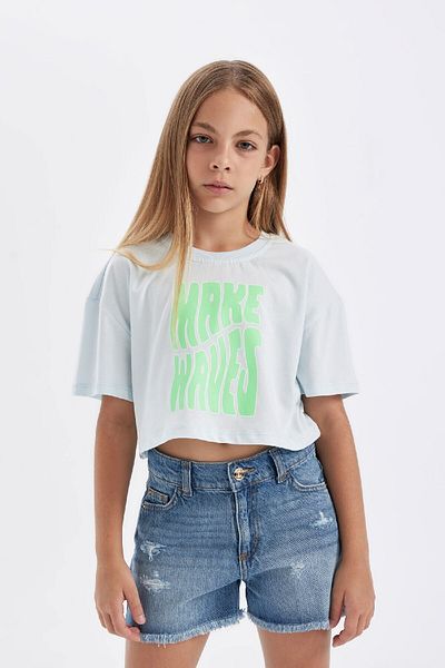DeFacto Fată - Tricou cu imprimeu cu decolteu rotund D0869A824HS