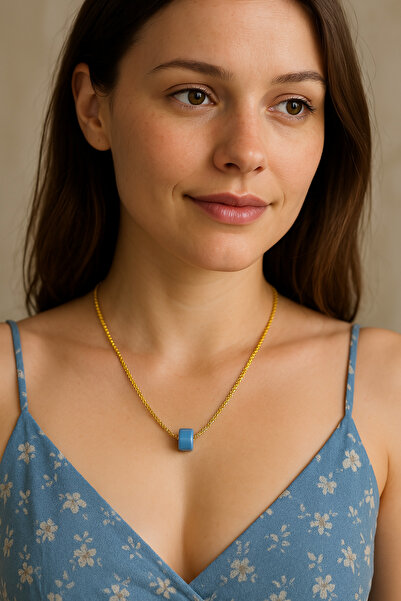 Store Altın Kaplama Çelik Zincir Bodrum Boncuğu Kolye