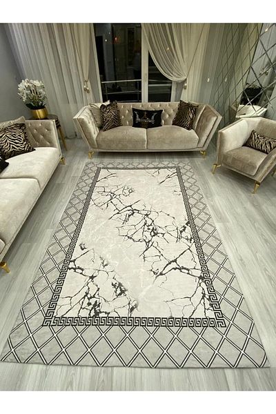 LİMAY Practical Velvet Fabric Spongeless Carpet Cover - Washable - Decorative - Large Size 250cmx350cm