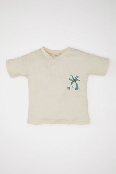 DeFacto Baby Boy - Crew Neck and Palm Printed Short Sleeve T-Shirt C9362A524Sm