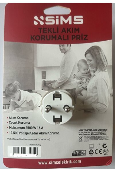 simselectric TEKLİ AKIM KORUMALI PRİZ