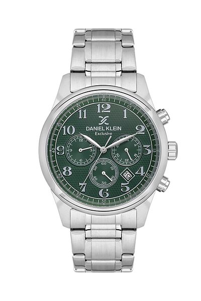 Daniel Klein Dk.1.13637-6 Green Dial Steel Case Silver Cord 3 Atm Men's Battery Operated Wristwatch