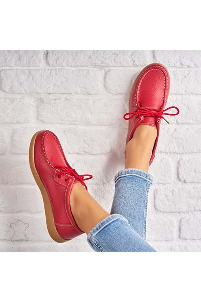 Joana Women's Loafers, Genuine Leather, Red, Harla