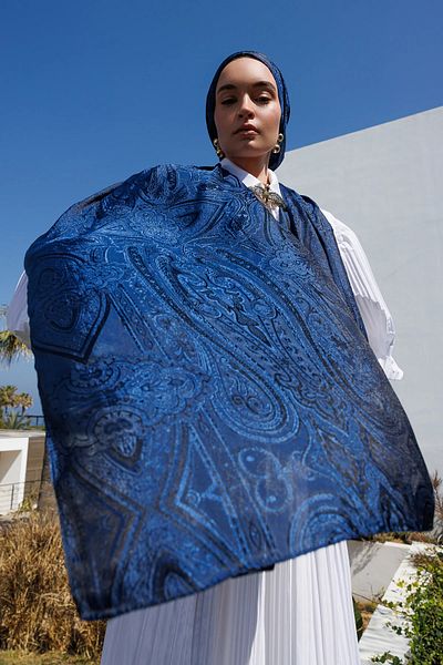 Mooncorn Μαύρο-Indigo Shine Line Σάλι Liva Pattern