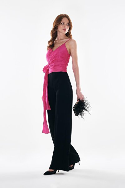 EXPLOSION Tafta Garnili İnce Askılı Bol Paça Tulum