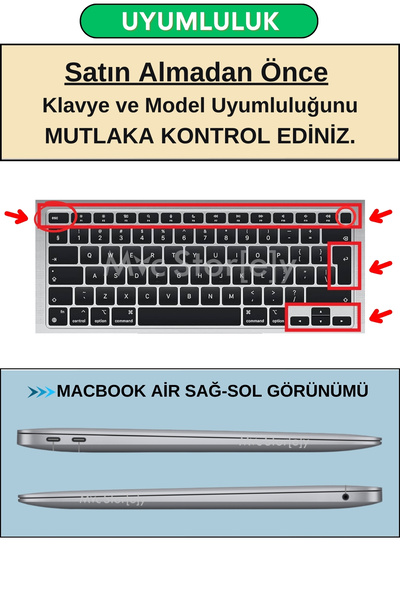 Mcstorey Macbook Air M1 Klavye Koruyucu Kılıf Touchıd'li (UK-EU INGİLİZCE) A2179 A2337 Ile Uyumlu