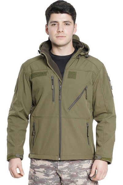 SINGLE SWORD Ss Military Tactical Softshell Παλτό Χακί με επένδυση Fleece