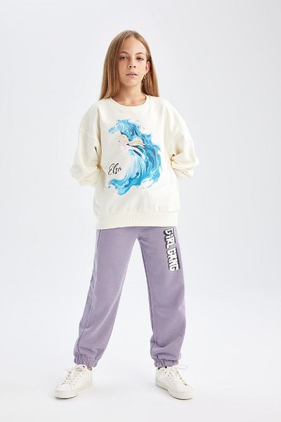 DeFacto Girl's Ecru Frozen Relax Fit Crew Neck Sweatshirt 3148403