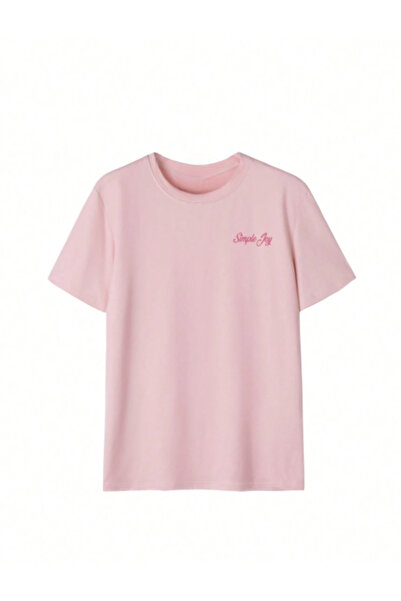 MOONBULL Γυναικείο μπλουζάκι Simple Joy Flower με στάμπα ροζ oversize